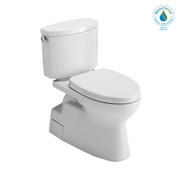 Toto Vespin II Two Piece Elongated Auto Flush Washlet+ Ready Universal Height Toilet with CEFIONTECT 1.28 GPF with SS124 SoftClose Seat in Cotton White