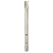 Milwaukee narrow hex chisel with flat blade tip and cylindrical hex shank, approximately 16 inches long.