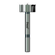 Freud 1-1/4" diameter forstner bit with metal shaft and cutting head, front view.