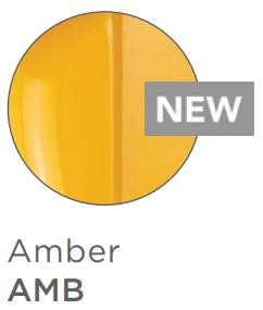Amber-colored circular swatch showing the finish of a stainless steel safety assist bar.