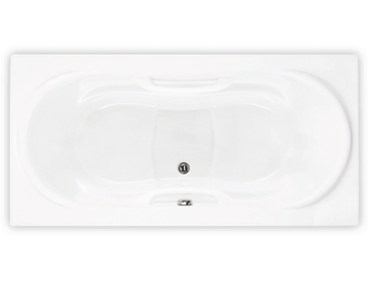 Bain Ultra Amma 7236 Rectangular Alcove Or Drop In 2-Person 50 Gallon Soaker Bathtub with 1-1/2" Standard Deck 2 Raised Seats 4 Armrests and 2 Grab Bars in Biscuit - BAMSRB00N-02