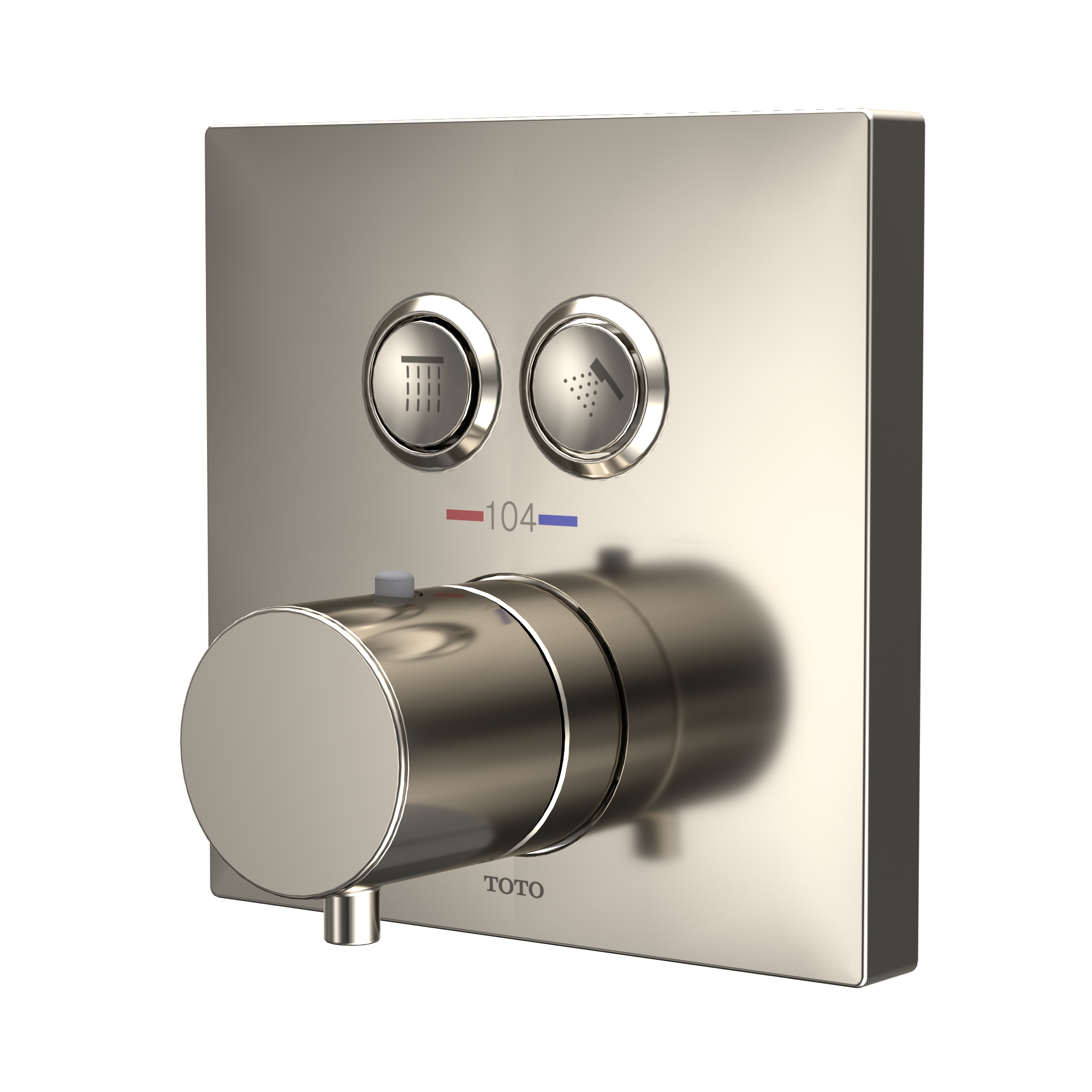 Toto Square Thermostatic Mixing Valve with 2-Function Shower Trim, Polished Nickel - TBV02406U#PN