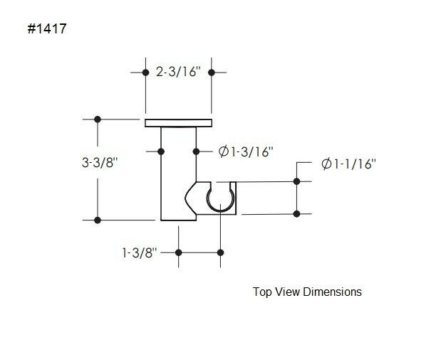 Brushed nickel wall outlet with integrated hook and dimension specifications for 1/2" NPT connection.