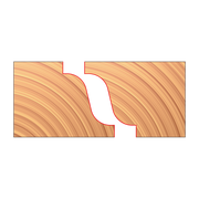 Pair of matched reverse detail cutters with complementary curved cutting profiles shown in cross-section.