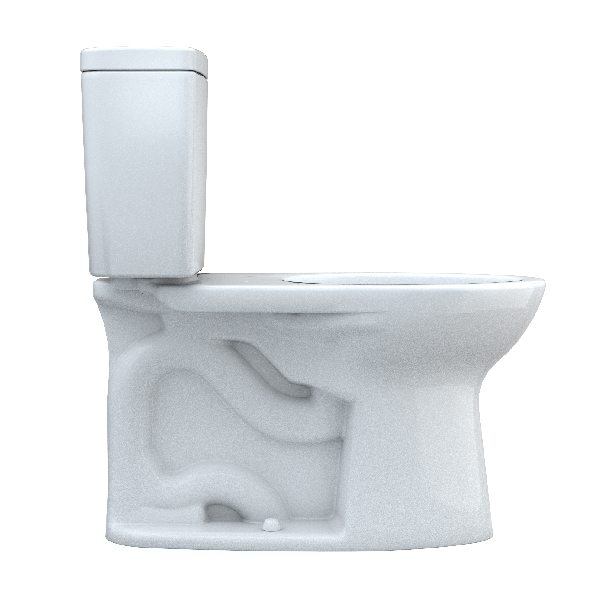 Toto Drake Two Piece Elongated Tornado Flush Universal Height Toilet with CEFIONTECT and Right Hand Lever 1.28 GPF Less Seat in Cotton White
