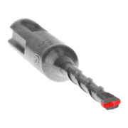 SDS-Plus hammer drill bit with two cutting edges and red tip, featuring cylindrical shank and fluted shaft.