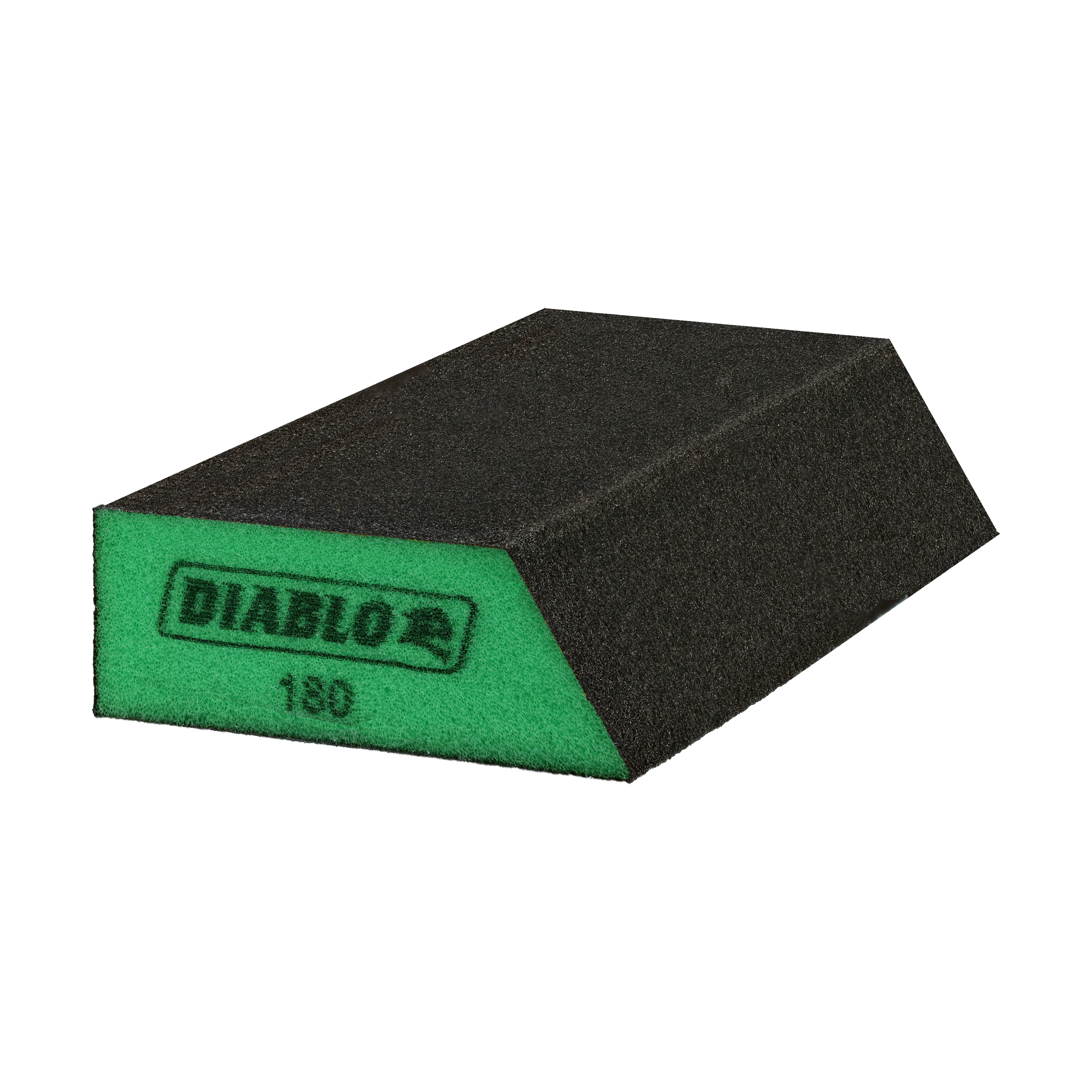 Black and green corner contact sanding sponge with 180-grit surface and Diablo branding.