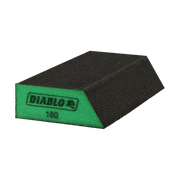 Black and green corner contact sanding sponge with 180-grit surface and Diablo branding.