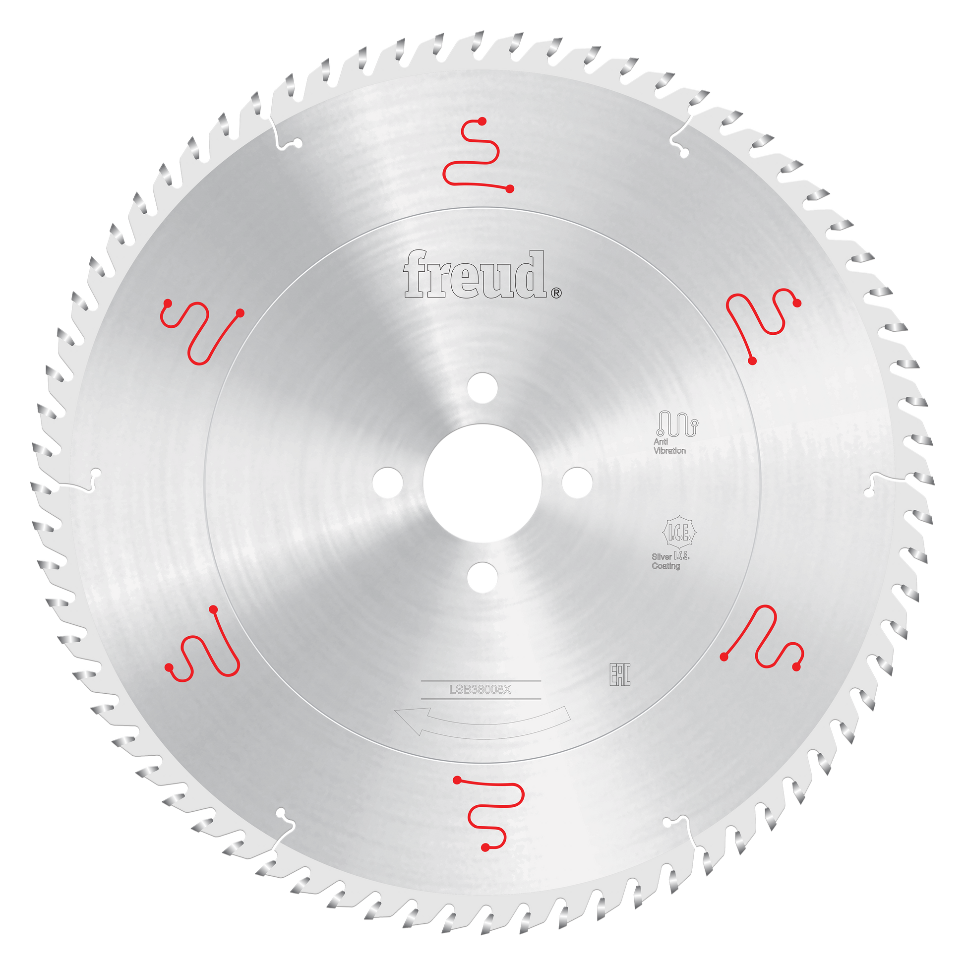Freud 380mm circular saw blade with multiple teeth around perimeter and central mounting holes.