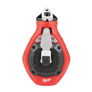 Red and black aluminum chalk reel with white accents and Milwaukee branding on front.