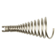 Metallic funnel head attachment with coiled spring design and prong connector on left end.