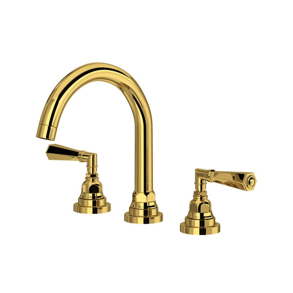 Rohl San Giovanni Widespread Lavatory Faucet With C-Spout in Unlacquered Brass - A2328LMULB-2