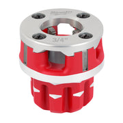 Milwaukee 3/4" NPT compact pipe threading die head with red and aluminum construction and four mounting points.