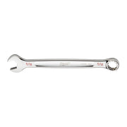 Silver metal combination wrench with open jaw on left end and closed ring on right end, marked 11/16 on both sides.