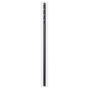 Black oxide twist drill bit with elongated aircraft length shaft and pointed tip.