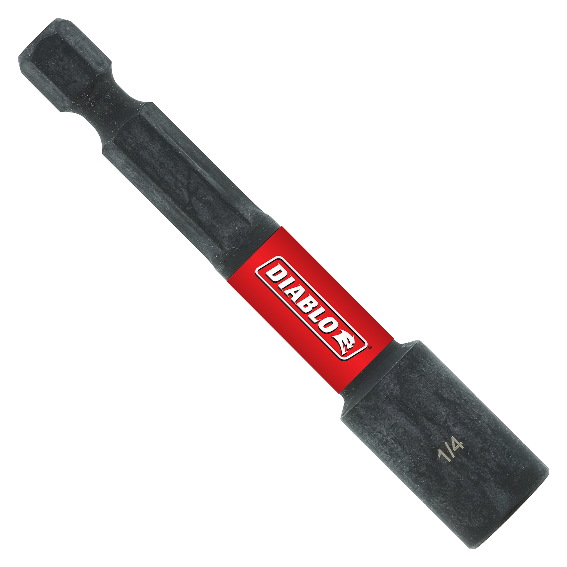 Black magnetic nut setter with red Diablo band and 1/4 inch marking on socket end.