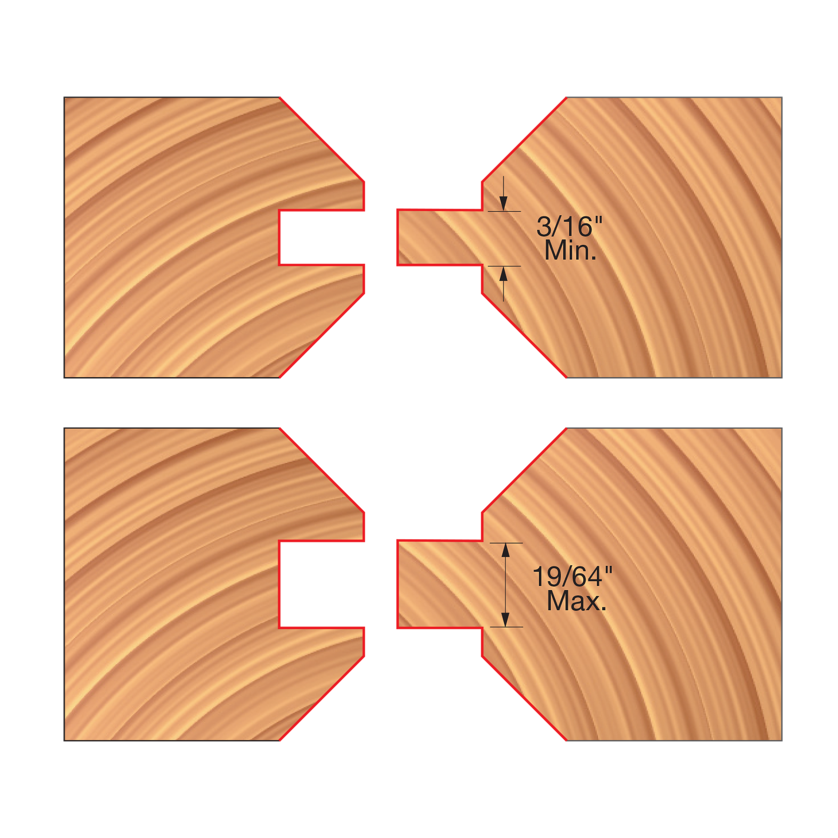 Freud UP190-IC 4-1/8" x 31/32"-1-5/64" x 1-1/4" V-Paneling Cutter Sets
