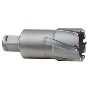 Silver and black TCT annular cutter with cylindrical body and fluted cutting edges, 1-5/8 inch diameter.