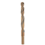 Milwaukee RED HELIX cobalt twist drill bit with fluted shaft and cylindrical shank, 27/64" diameter.