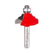 Freud classical cove and round router bit with red cutting head and silver metal shaft.