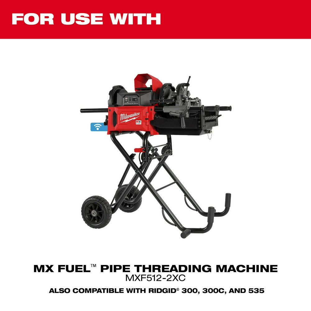 Dark thread cutting oil in bottle form for use with Milwaukee pipe threading machines.