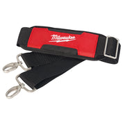 Black and red nylon carry strap with Milwaukee branding and metal carabiners on both ends.