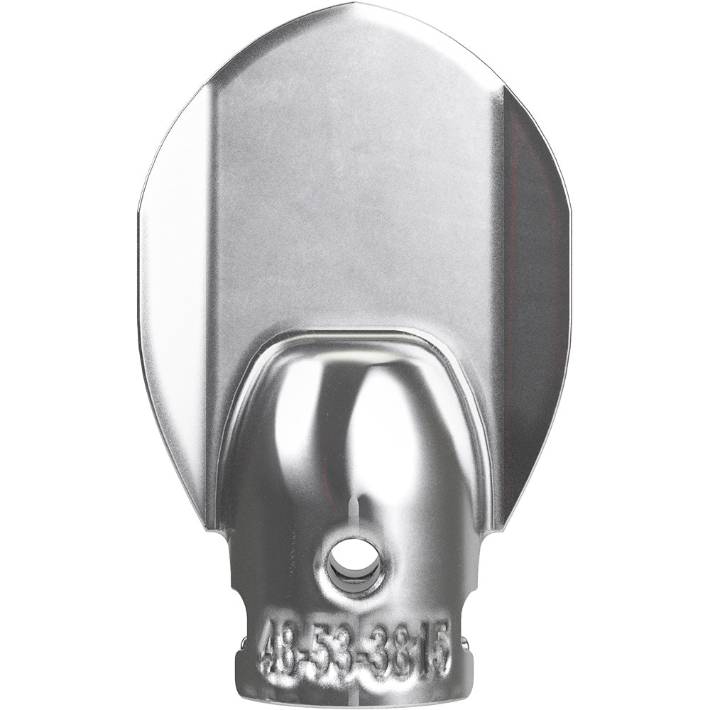 Metal opening tool with 1-1/2" oval head and attachment hole for 5/8" sectional cable.
