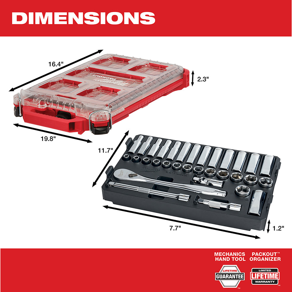 Milwaukee 48-22-9482 3/8 in. 32 Pc. Ratchet and Socket Set in PACKOUT - Metric