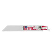 Milwaukee SAWZALL 6 inch metal cutting blade with 14 teeth per inch and red and white packaging label.