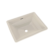Rectangular undermount bathroom sink in sedona beige with single faucet hole and integrated overflow slot.