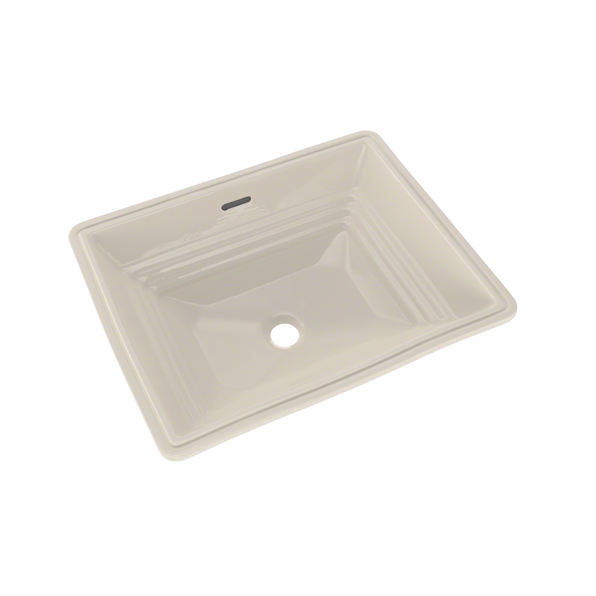 Rectangular undermount bathroom sink in sedona beige with single faucet hole and integrated overflow slot.