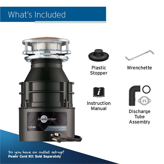 InSinkErator Badger 1 Garbage Disposal with Cord, 1/3 HP - 79880A-ISE