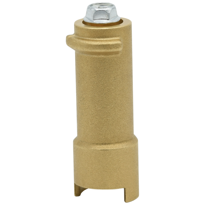 Brass stem extension with hexagonal nut top and mounting feet for Legend 1001 Series valve.