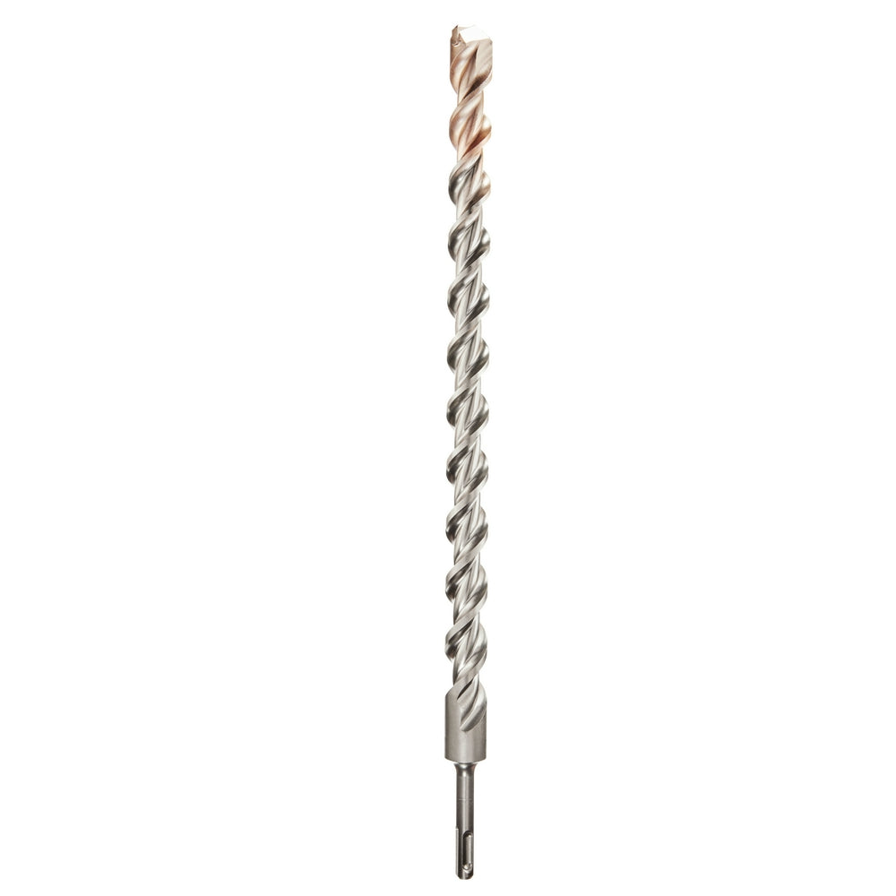 SDS-Plus 2-cutter rotary hammer drill bit with 1 inch diameter and twisted flutes throughout the shaft.