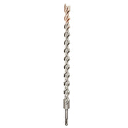 SDS-Plus 2-cutter rotary hammer drill bit with 1 inch diameter and twisted flutes throughout the shaft.