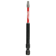 Milwaukee Shockwave T15 Torx power bit with red shaft, black grip, and gray metal tip.