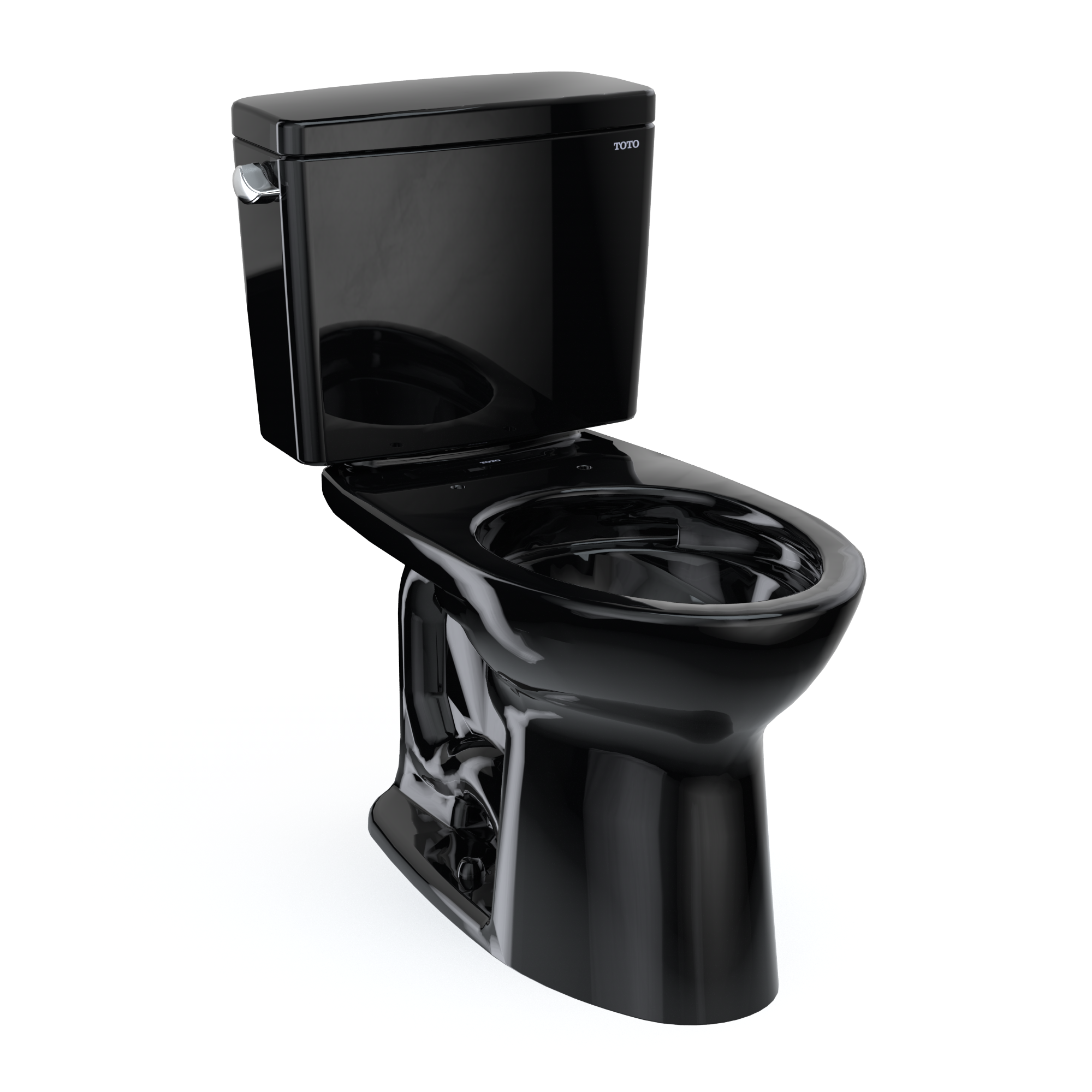 Toto Drake Two Piece Elongated Tornado Flush Toilet 1.6 GPF Less Seat in Ebony