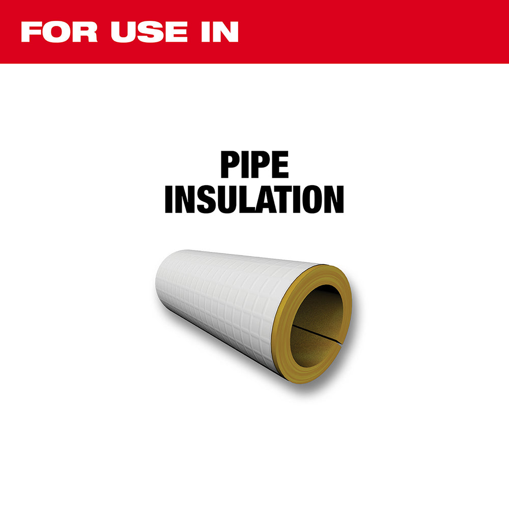 White and tan cylindrical pipe insulation with yellow-gold end caps.