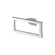 Brushed nickel square towel ring with rectangular mounting plate and open ring design.