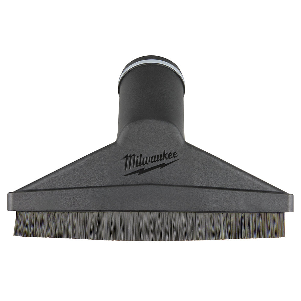 Black Milwaukee floor brush tool with wide rectangular brush head and cylindrical handle connector.