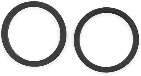 Two black rubber flange gaskets with hollow centers, 2-inch diameter.