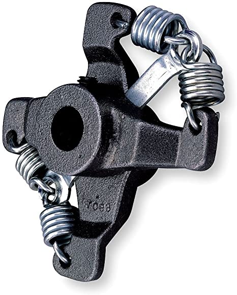 Bell & Gossett metal pump coupler with three spring-loaded connection points and central circular opening.