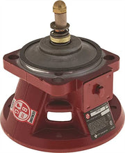 Bell & Gossett bearing assembly with brass shaft, black rubber seal, and red cast iron housing with mounting holes.