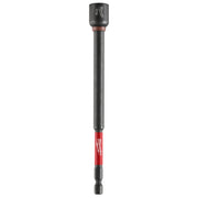 Black and red Milwaukee magnetic nut driver with 7/16" socket and 6" shaft length.
