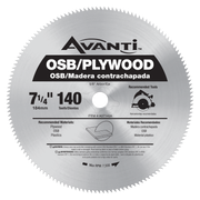 Avanti 7-1/4" circular saw blade with 140 teeth for plywood and OSB cutting, 5/8" arbor, 7,500 RPM max.