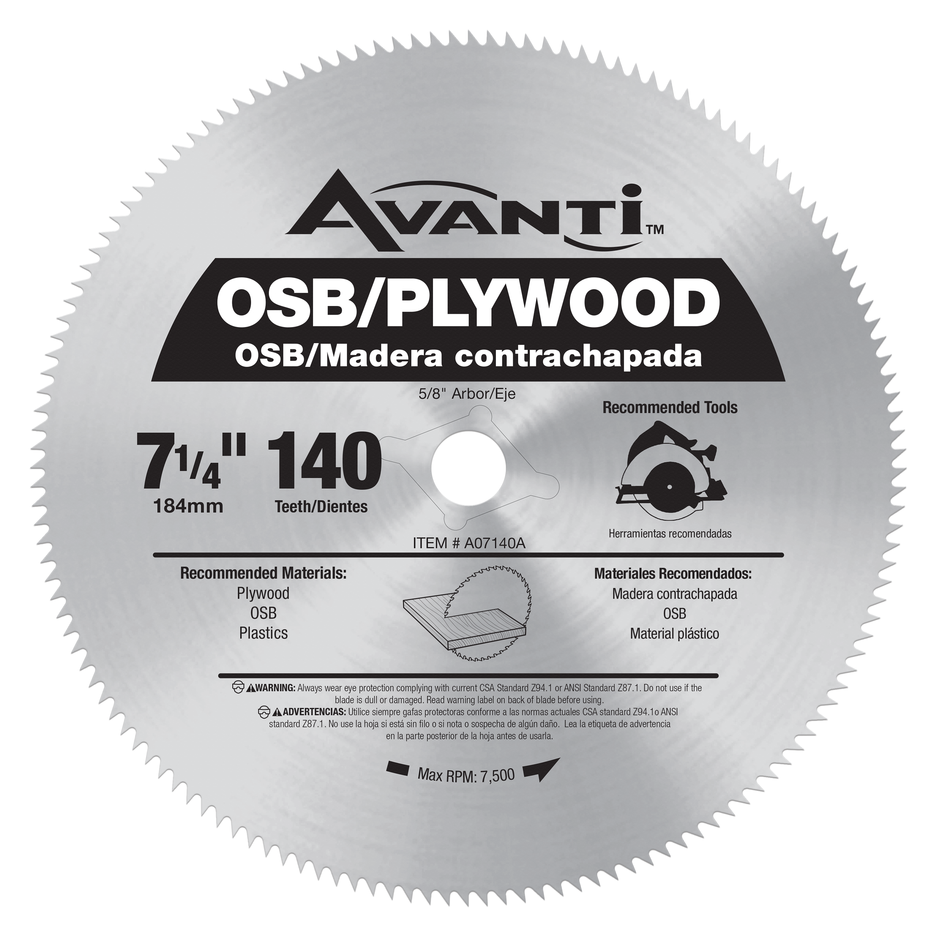 Avanti A07140A 7-1/4" X 140t Plywood