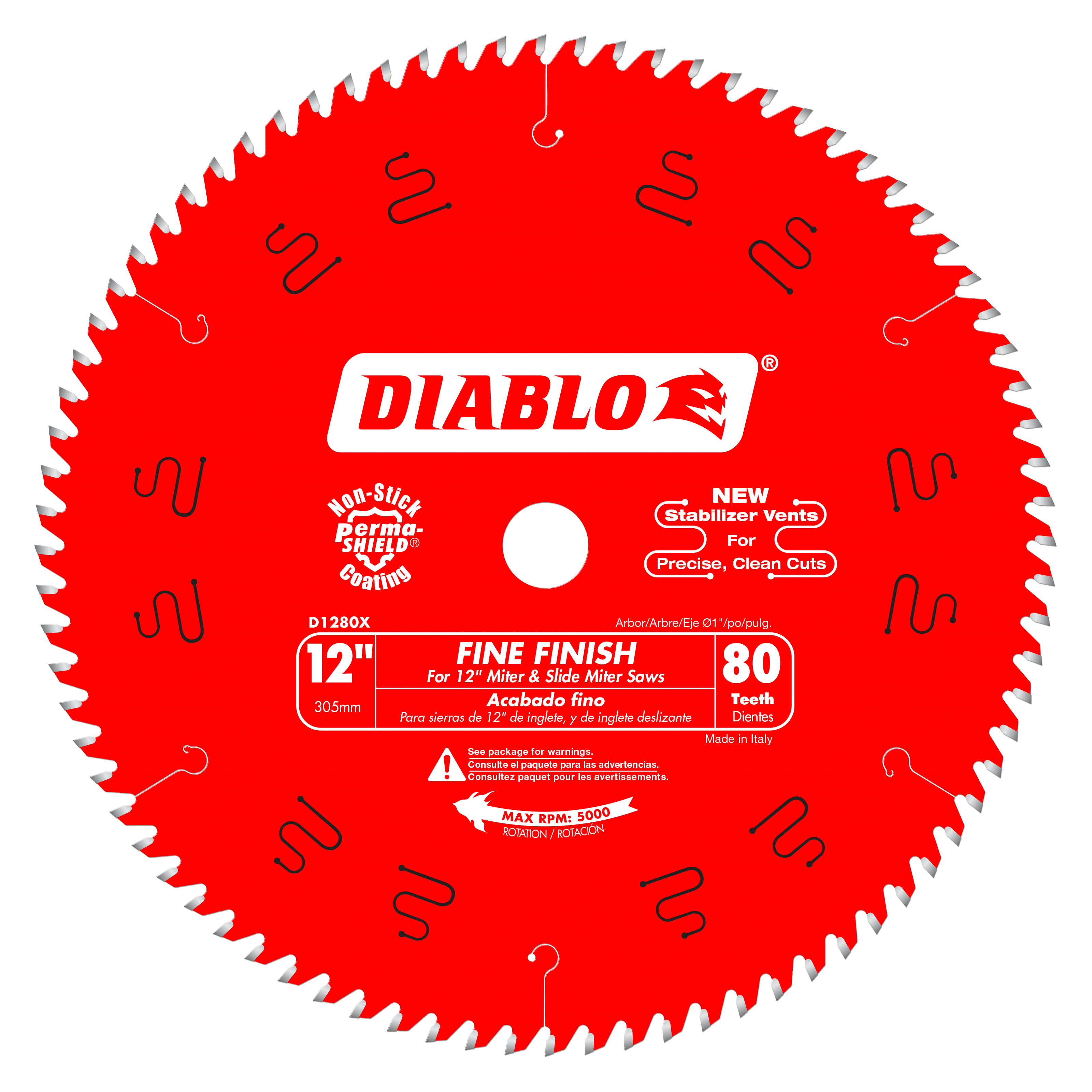 Diablo D1280X 12 in. x 80 Tooth Fine Finish Saw Blade - 2 Pack