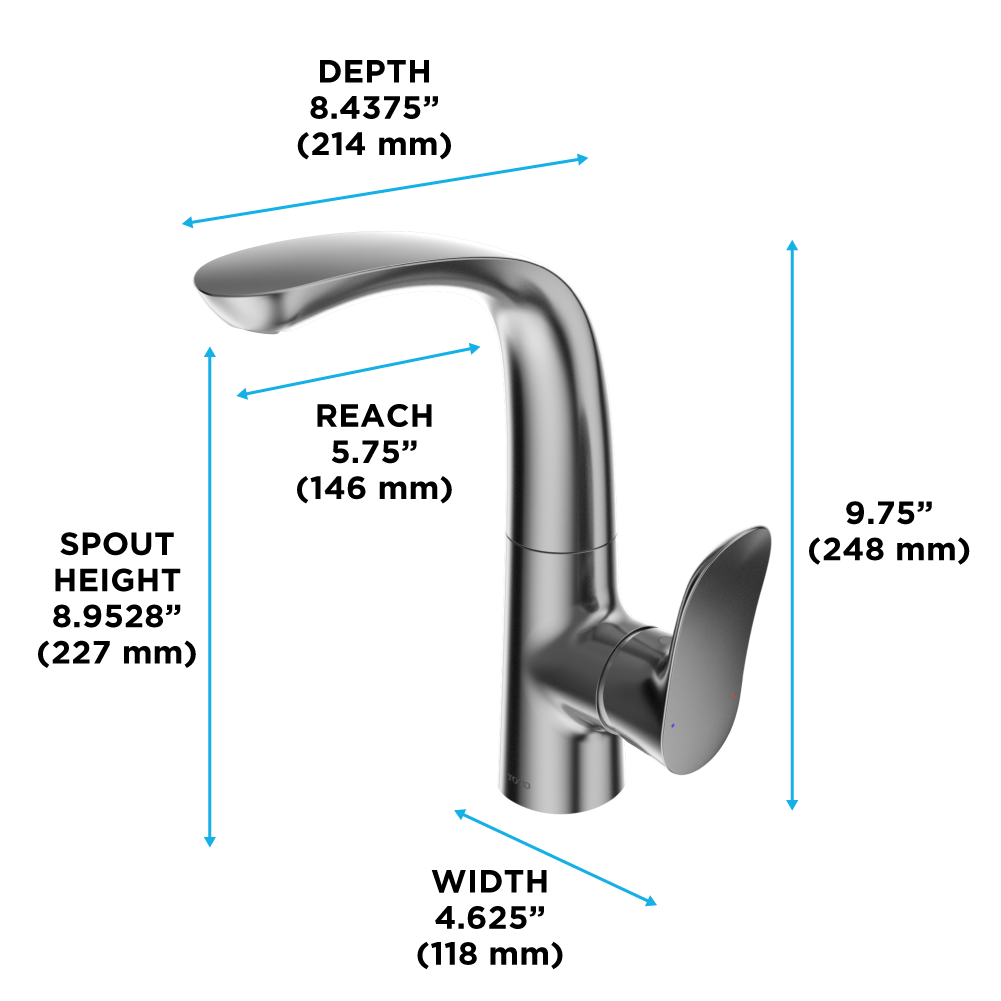 Toto GO 1.2 GPM Single Side-Handle Bathroom Sink Faucet with COMFORT GLIDE Technology, Brushed Nickel - TLG01309U#BN