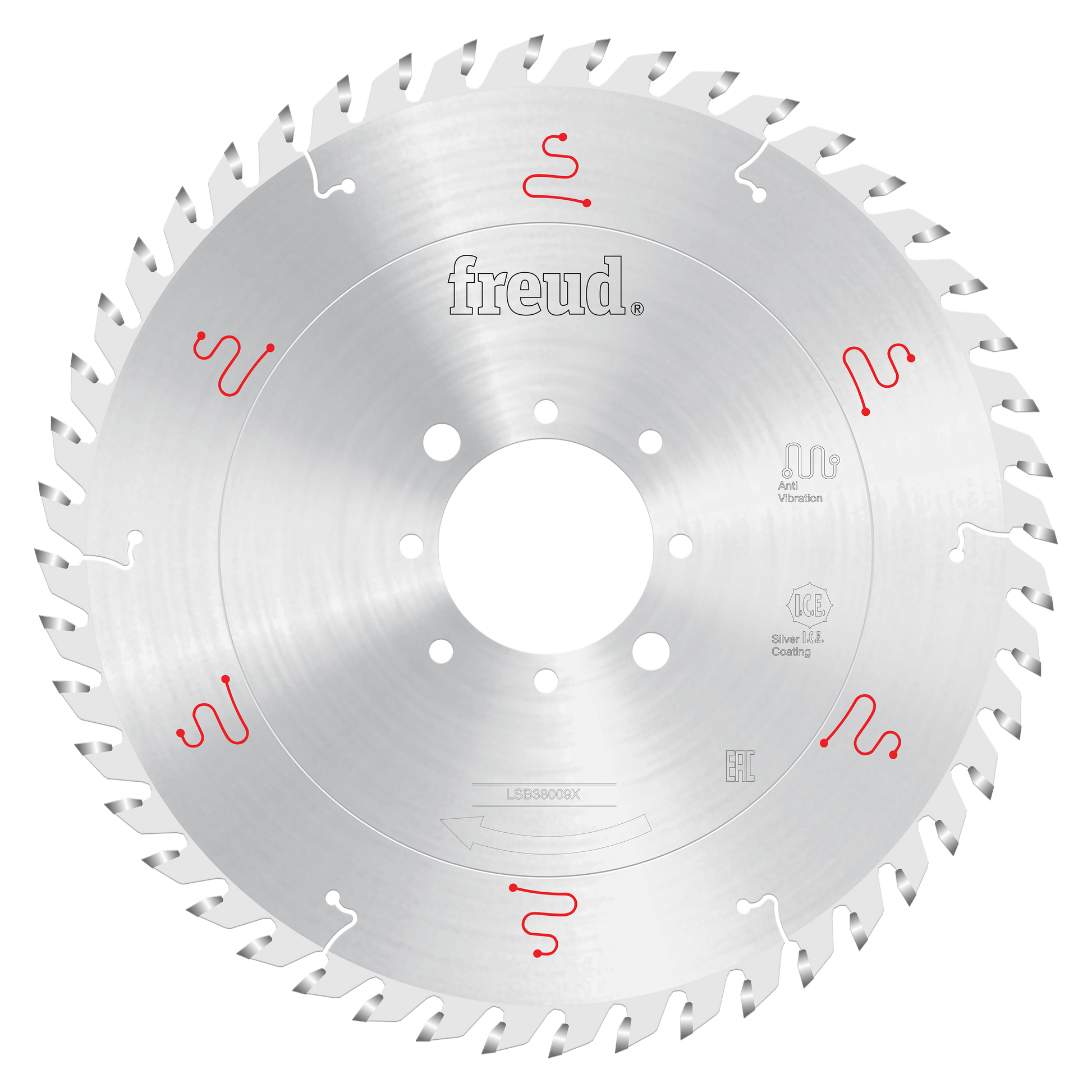 Freud 380mm circular saw blade with silver coating and multiple tooth positions for panel sizing on horizontal beam saws.