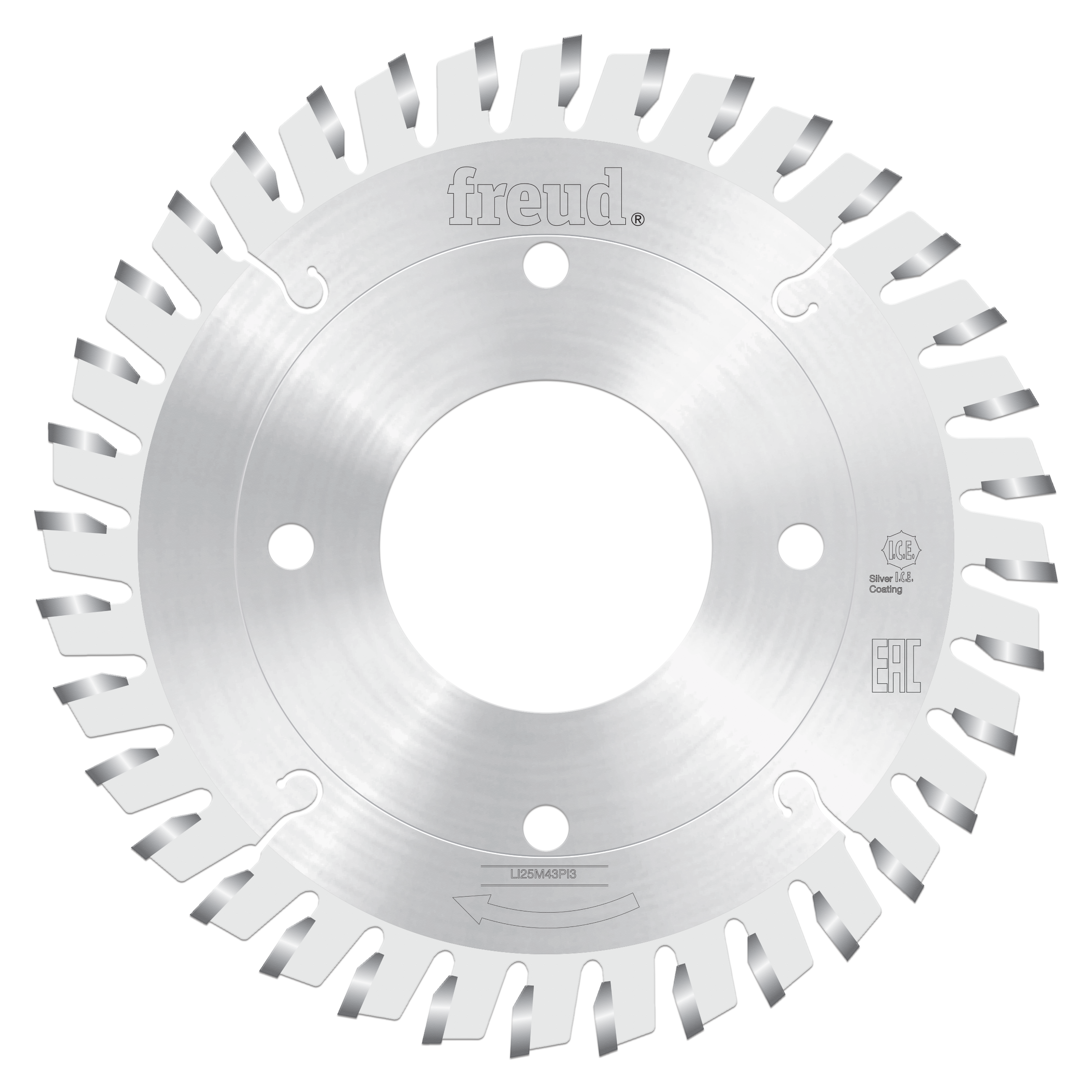 Freud 200mm conical scoring saw blade with multiple teeth around perimeter and four mounting holes.